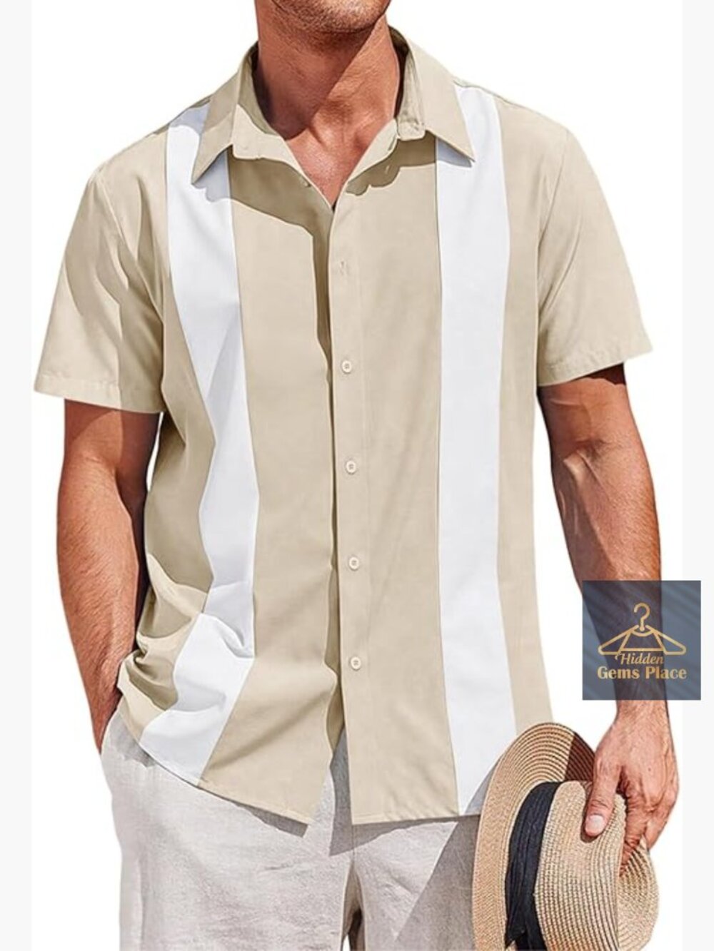 Vintage Retro Bowling Shirt Short Sleeve Button Down Summer Beach